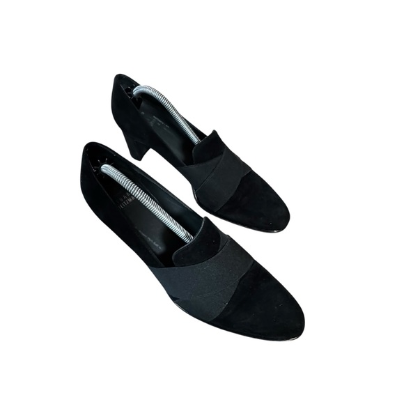 Stuart Weitzman Shoes - Women’s Stuart Weitzman Size 8 M Black Suede Pumps Heels w Crossover Elastic
